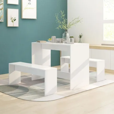 Ensemble de salle à manger 3 pcs Blanc Aggloméré