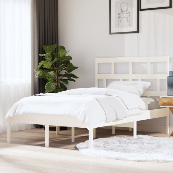 Lit Blanc Bois de pin massif 140x200 cm