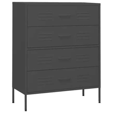 Commode Anthracite 80x35x101,5 cm Acier 2