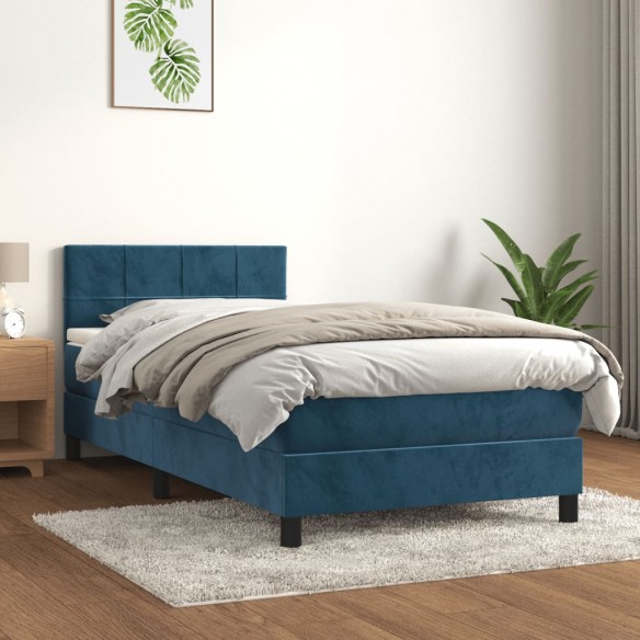 Lit et matelas Bleu foncé 80x200 cm Velours