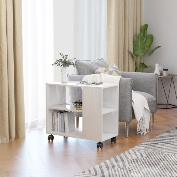 Table d'appoint Blanc brillant 70x35x55 cm 