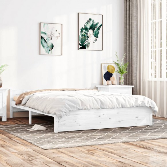 Lit Blanc Bois massif 150x200 cm Très grand