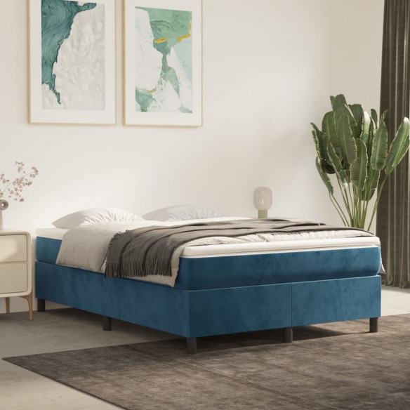 Lit Bleu foncé 140x200 cm Velours