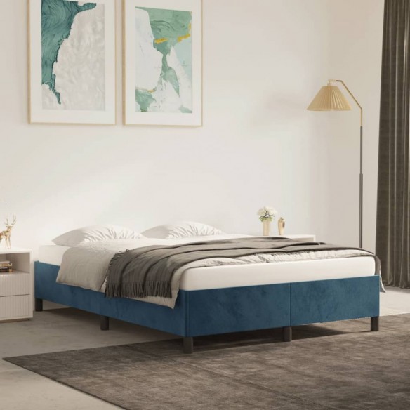 Lit Bleu foncé 140x200 cm Velours