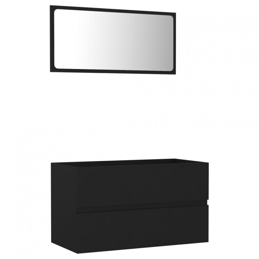 Ensemble de meubles de salle de bain 2 pcs Noir Aggloméré