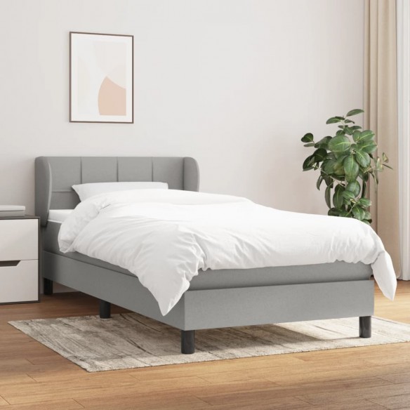 Lit avec matelas Gris clair 90x200 cm Tissu