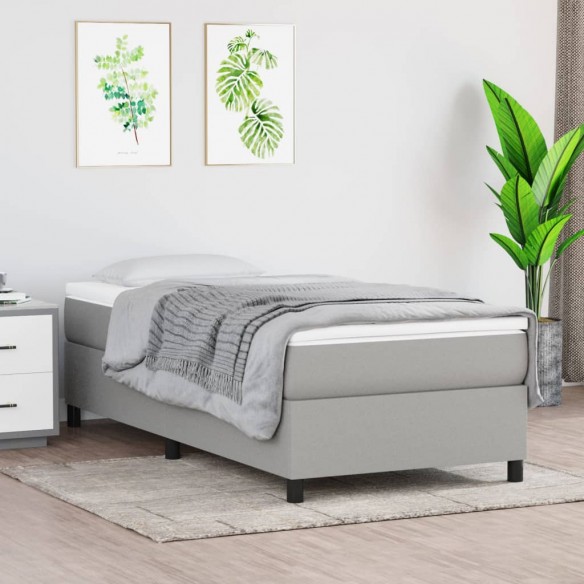 Lit avec matelas Gris clair 90x200 cm Tissu