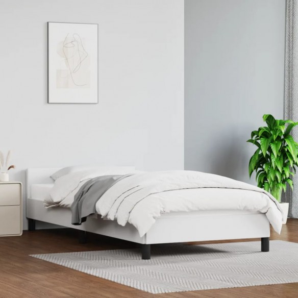 Lit avec tête de lit Blanc 90x200 cm Similicuir