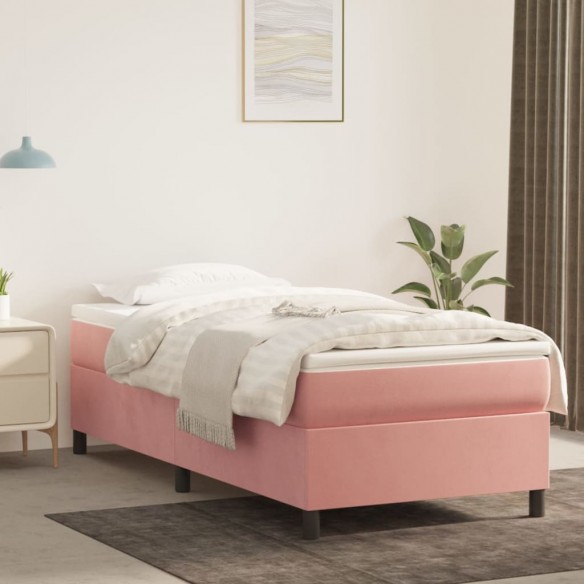 Lit avec matelas Rose 100x200 cm Velours