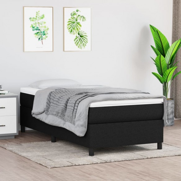 Lit avec matelas Noir 90x200 cm Tissu