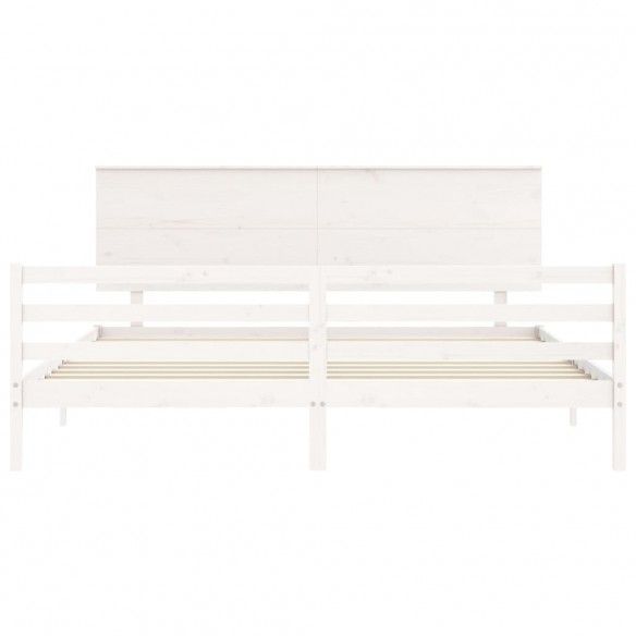 Lit avec tête de lit blanc Super King bois massif