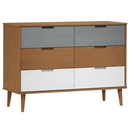 Commode MOLDE Marron 113x40x80 cm Bois de pin massif 2