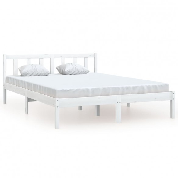 Lit Blanc Bois de pin massif 120x190 cm Petit double