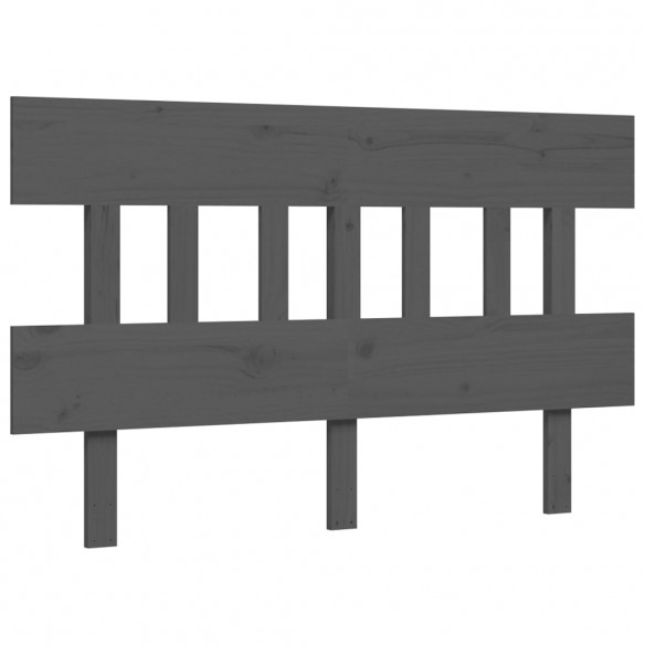Lit avec tête de lit gris 140x190 cm bois massif