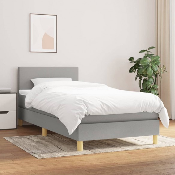 Lit avec matelas Gris clair 100x200cm Tissu