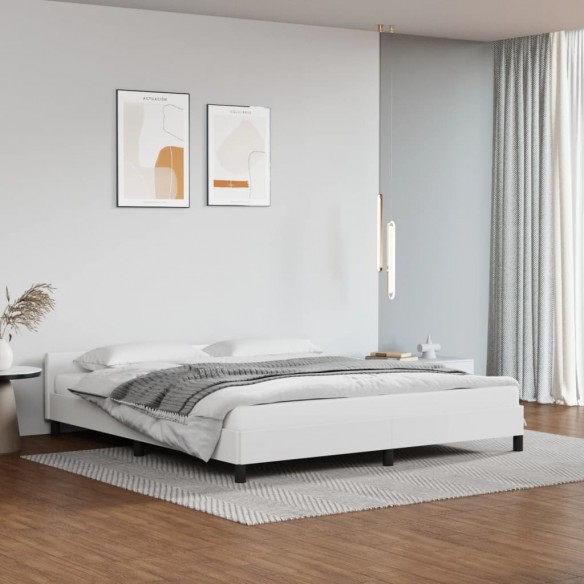 Lit avec tête de lit Blanc 160x200 cm Similicuir