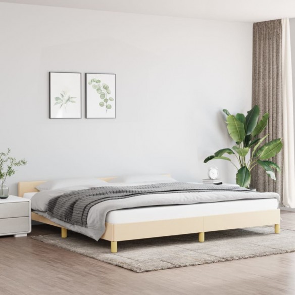 Lit avec tête de lit Crème 200 x 200 cm Tissu