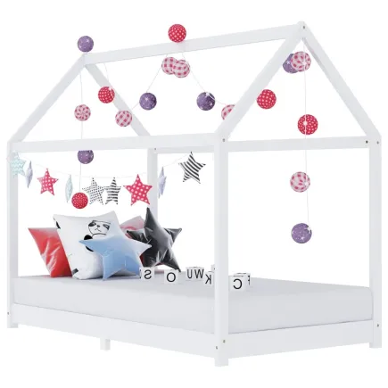 Lit d'enfant Blanc Bois de pin massif 90 x 200 cm