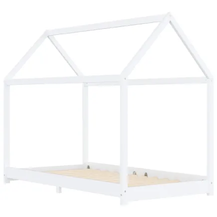 Lit d'enfant Blanc Bois de pin massif 90 x 200 cm 2