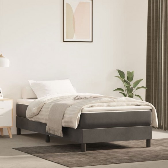 Lit Gris foncé 90x200 cm Velours