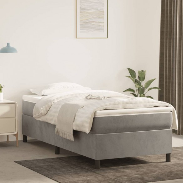 Lit et matelas Gris clair 100x200cm Velours
