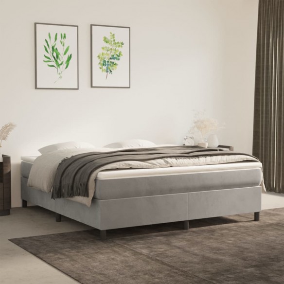 Lit Gris clair 160x200 cm Velours