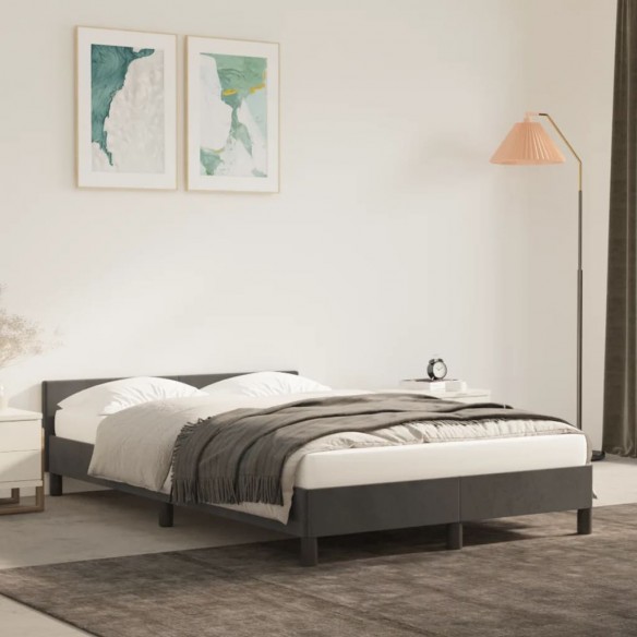 Lit avec tête de lit Gris foncé 120x200 cm Velours