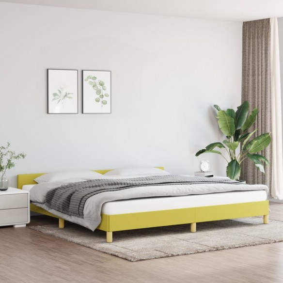 Lit avec tête de lit Vert 200x200 cm Tissu