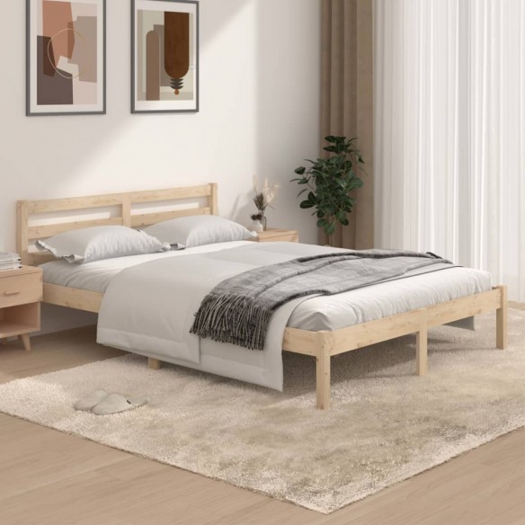 Lit bois de pin massif 135x190 cm double