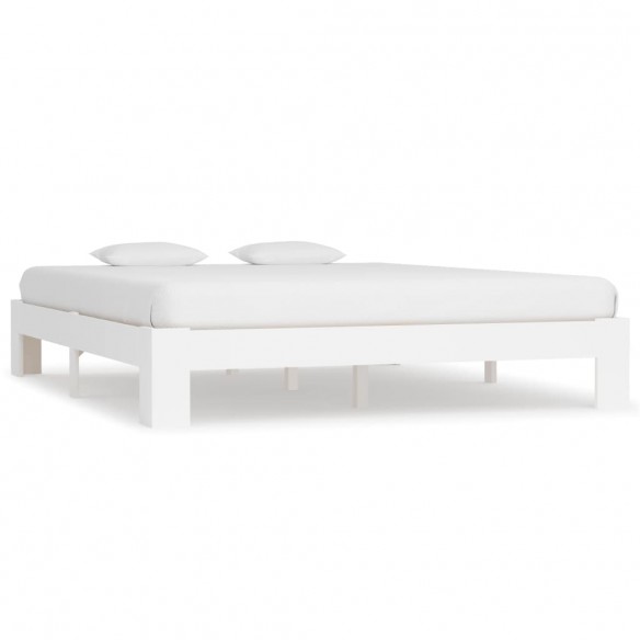 Lit Blanc Bois de pin massif 160 x 200 cm