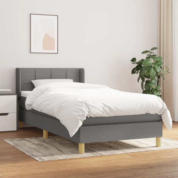 Lit avec matelas Gris foncé 80x200 cm Tissu