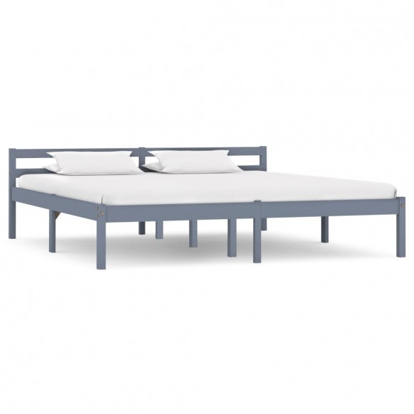 Lit Gris Bois de pin massif 160 x 200 cm