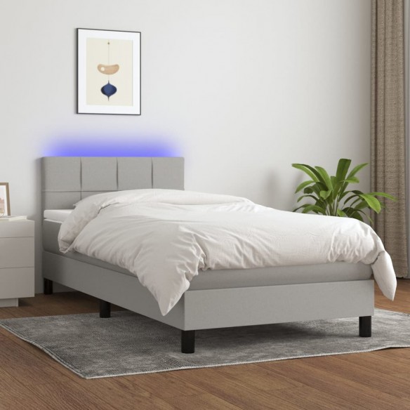 Lit avec matelas et LED Gris clair 80x200cm
