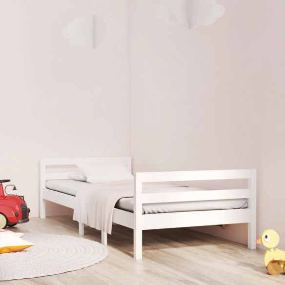 Lit Blanc 90x190 cm Bois de pin massif