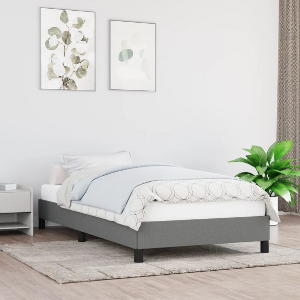 Lit Gris foncé 100 x 200 cm Tissu