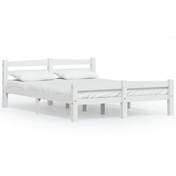 Lit Blanc Bois de pin massif 120x200 cm