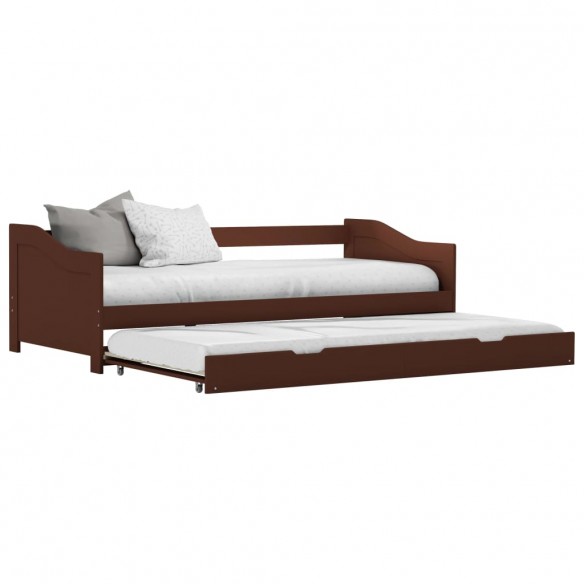 Lit extensible Marron foncé Bois de pin 90x200 cm