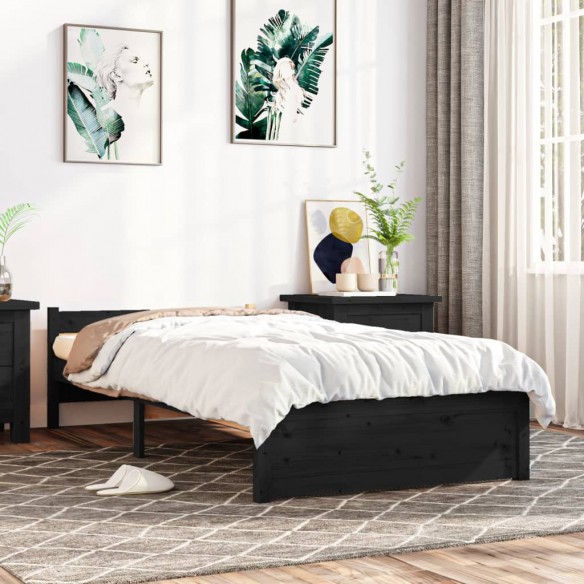 Lit Noir Bois massif 90x200 cm