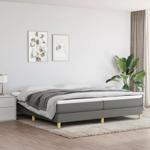Lit Gris foncé 200x200 cm Tissu