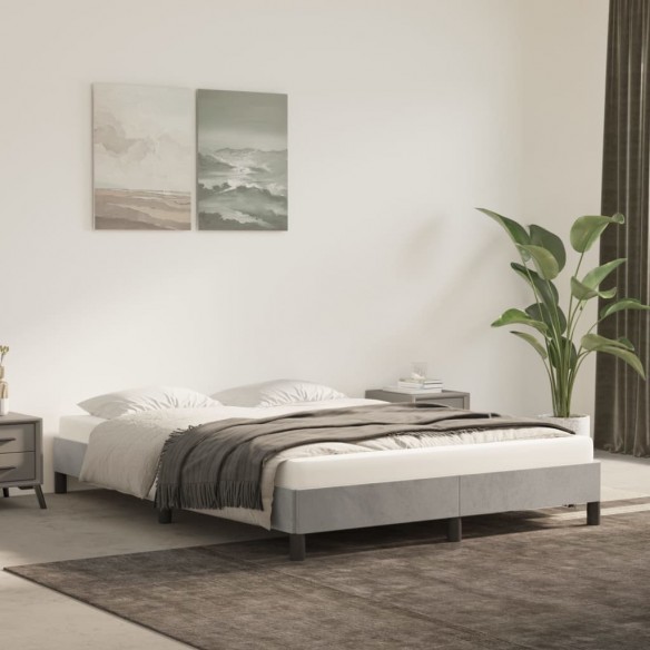 Lit Gris clair 140x190 cm Velours