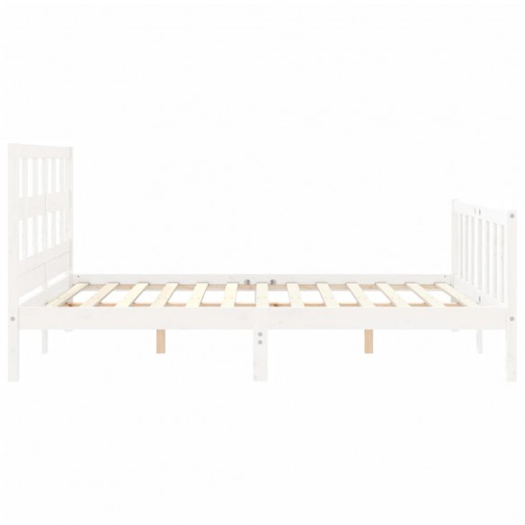 Lit avec tête de lit blanc King Size bois massif