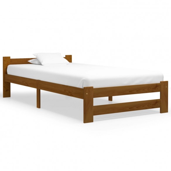 Lit Marron miel Bois de pin massif 90x200 cm