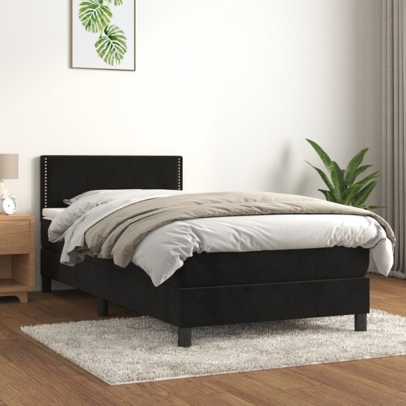 Lit avec matelas Noir 100x200 cm Velours