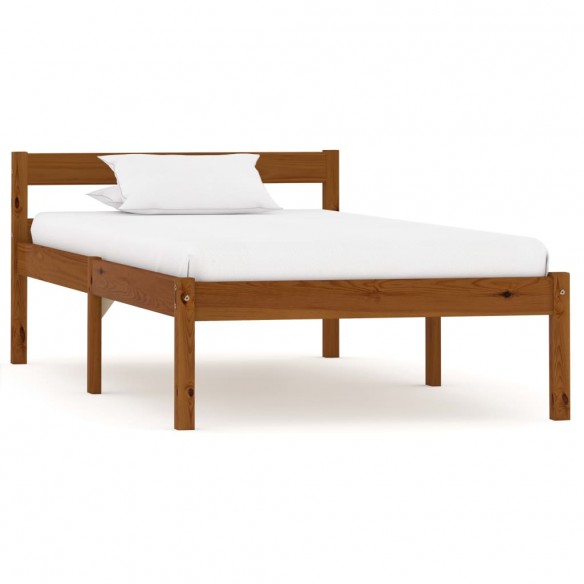 Lit Marron miel Bois de pin massif 100 x 200 cm