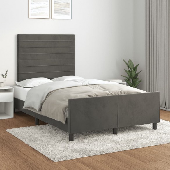 Lit avec tête de lit Gris foncé 120x200 cm Velours