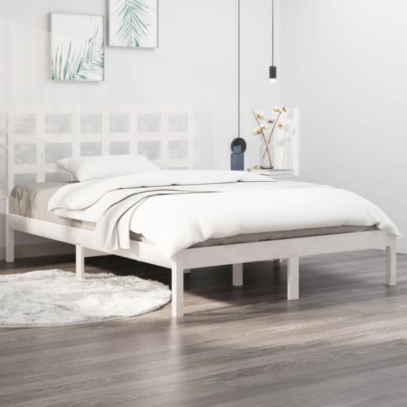 Lit Blanc Bois massif 200x200 cm
