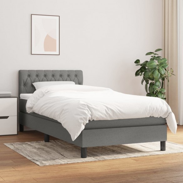 Lit avec matelas Gris foncé 90x200 cm Tissu