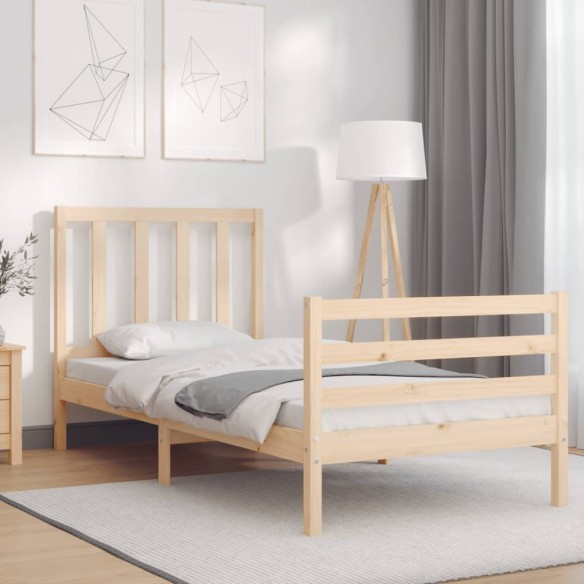 Lit avec tête de lit 90x200 cm bois massif