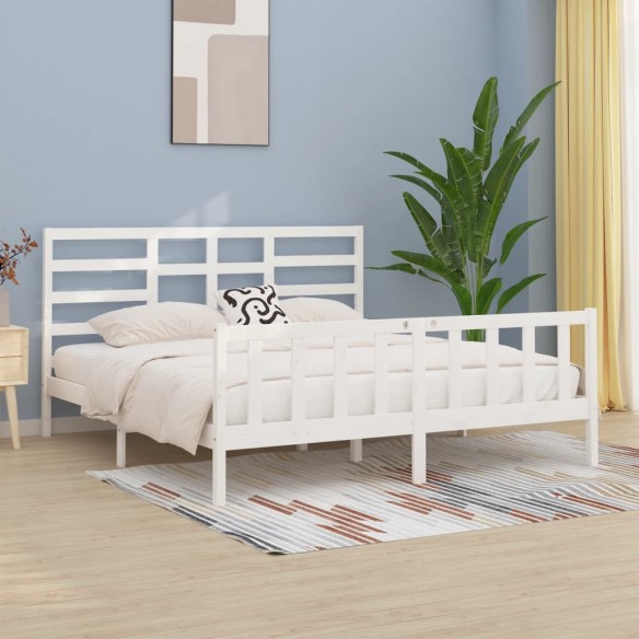 Lit Blanc Bois massif 180x200 cm Super King