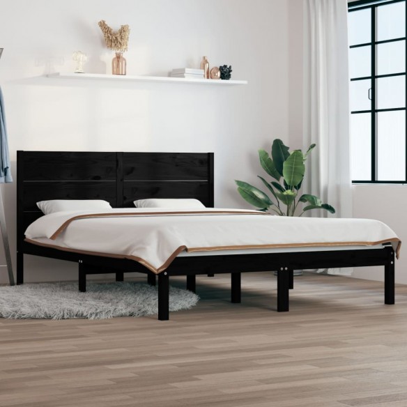 Lit Noir Bois massif 120x190 cm Petit Double